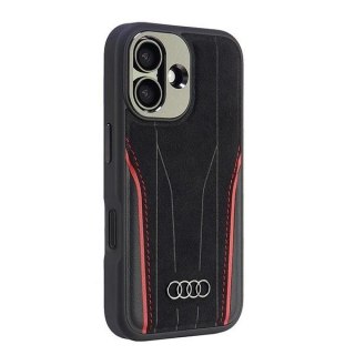 Etui Audi Genuine Leather z MagSafe na iPhone 16 6.1" - czarno-czerwone