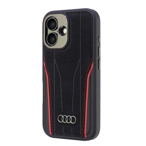 Etui Audi Genuine Leather z MagSafe na iPhone 16 6.1" - czarno-czerwone Etui Audi Genuine Leather z MagSafe na iPhone 16 6.1" - czarno-czerwone