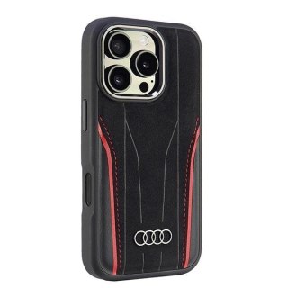 Etui Audi Genuine Leather z MagSafe na iPhone 16 Pro 6.3" - czarno-czerwone