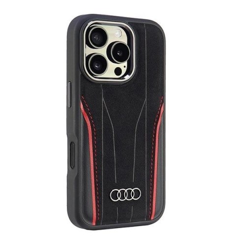 Etui Audi Genuine Leather z MagSafe na iPhone 16 Pro 6.3" - czarno-czerwone Etui Audi Genuine Leather z MagSafe na iPhone 16 Pro 6.3" - czarno-czerwone