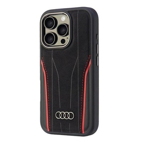 Etui Audi Genuine Leather z MagSafe na iPhone 16 Pro 6.3" - czarno-czerwone Etui Audi Genuine Leather z MagSafe na iPhone 16 Pro 6.3" - czarno-czerwone