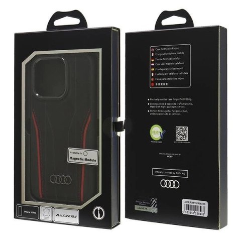 Etui Audi Genuine Leather z MagSafe na iPhone 16 Pro 6.3" - czarno-czerwone Etui Audi Genuine Leather z MagSafe na iPhone 16 Pro 6.3" - czarno-czerwone