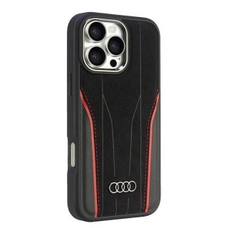 Etui Audi Genuine Leather z MagSafe na iPhone 16 Pro Max 6.9" - czarno-czerwone