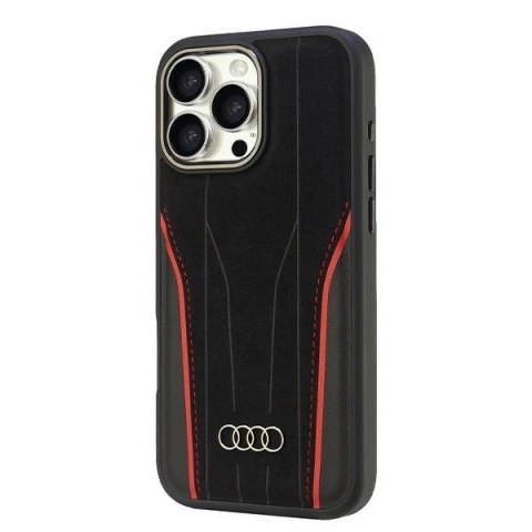 Etui Audi Genuine Leather z MagSafe na iPhone 16 Pro Max 6.9" - czarno-czerwone Etui Audi Genuine Leather z MagSafe na iPhone 16 Pro Max 6.9" - czarno-czerwone