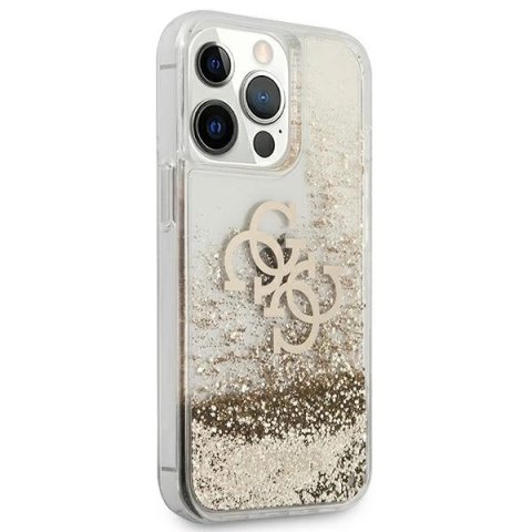 Etui Guess 4G Big Liquid Glitter na iPhone 13 Pro Max 6,7" - złote