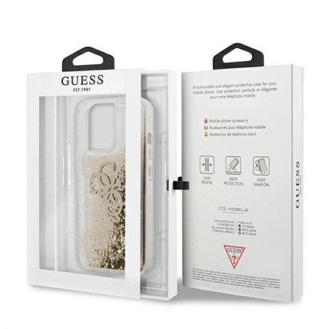 Etui Guess 4G Big Liquid Glitter na iPhone 13 Pro Max 6,7" - złote