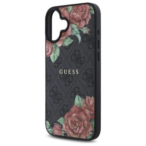 Etui Guess 4G Flowers Print MagSafe na iPhone 16 6.1" - czarne
