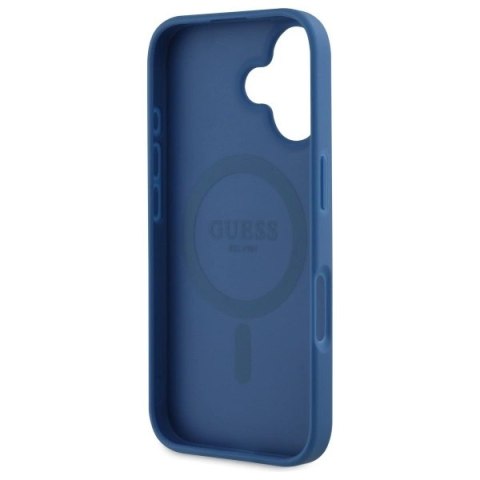Etui Guess 4G Flowers Print MagSafe na iPhone 16 6.1" - niebieskie