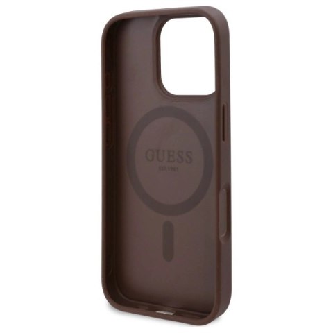 Etui Guess 4G Flowers Print MagSafe na iPhone 16 Pro 6.3" - brązowe