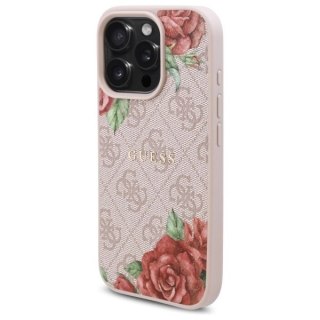 Etui Guess 4G Flowers Print MagSafe na iPhone 16 Pro Max 6.9" - różowe