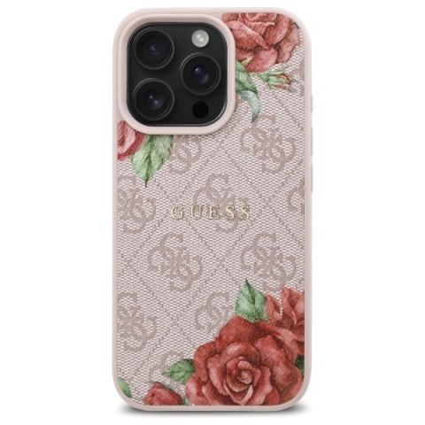 Etui Guess 4G Flowers Print MagSafe na iPhone 16 Pro Max 6.9" - różowe Etui Guess 4G Flowers Print MagSafe na iPhone 16 Pro Max 6.9" - różowe