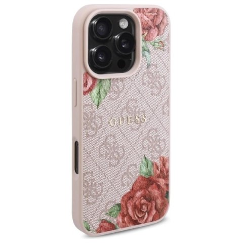 Etui Guess 4G Flowers Print MagSafe na iPhone 16 Pro Max 6.9" - różowe Etui Guess 4G Flowers Print MagSafe na iPhone 16 Pro Max 6.9" - różowe