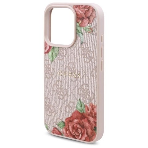 Etui Guess 4G Flowers Print MagSafe na iPhone 16 Pro Max 6.9" - różowe Etui Guess 4G Flowers Print MagSafe na iPhone 16 Pro Max 6.9" - różowe