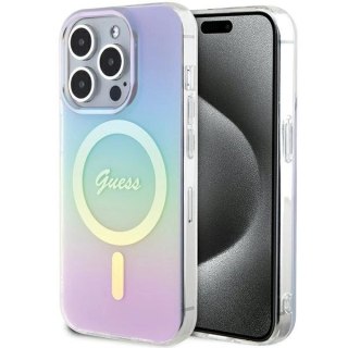Etui Guess IML Iridescent MagSafe na iPhone 15 Pro 6.1" - fioletowe