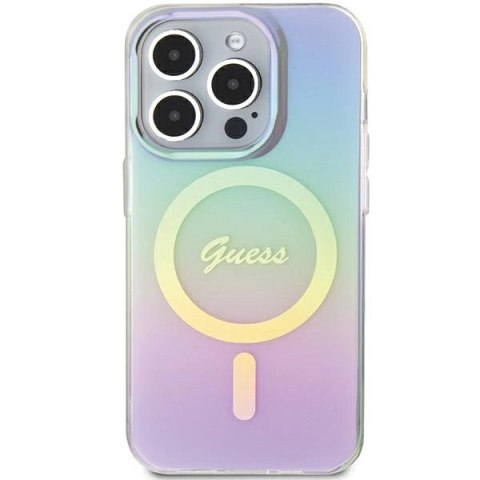 Etui Guess IML Iridescent MagSafe na iPhone 15 Pro 6.1" - fioletowe