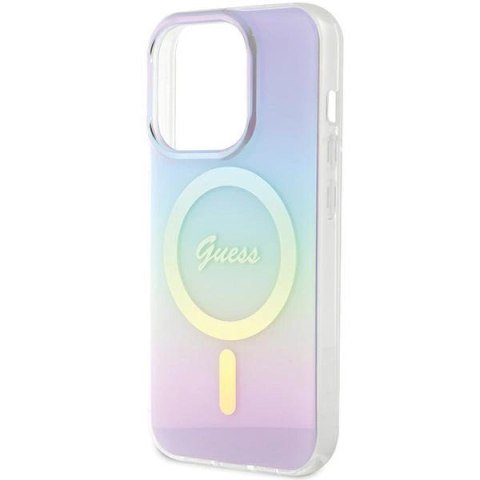 Etui Guess IML Iridescent MagSafe na iPhone 15 Pro Max 6.7" - fioletowe