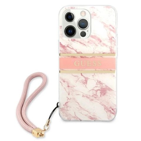 Etui Guess Marble Strap Collection na iPhone 13 Pro Max 6,7" - różowe