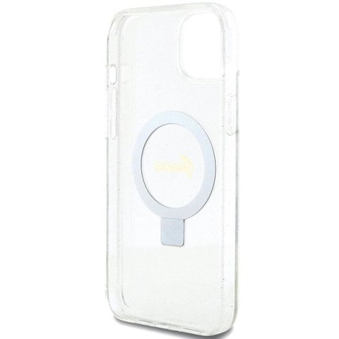 Etui Guess Ring Stand Script Glitter MagSafe na iPhone 15 Plus / 14 Plus 6.7" - przezroczyste