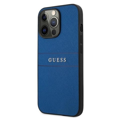 Etui Guess Saffiano Strap na iPhone 13 Pro Max 6,7" - niebieske