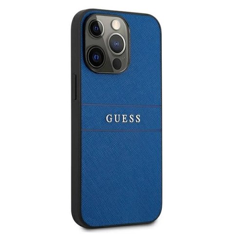 Etui Guess Saffiano Strap na iPhone 13 Pro Max 6,7" - niebieske