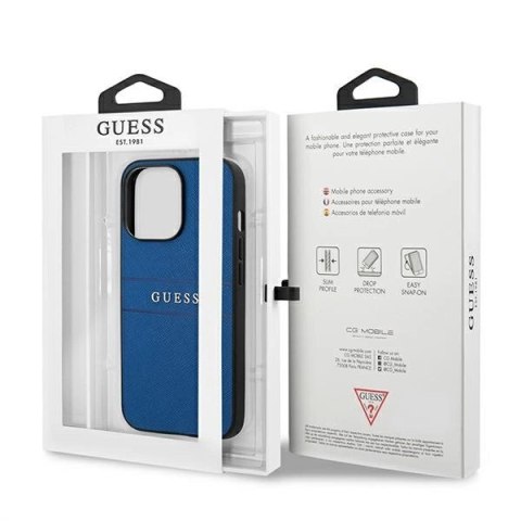Etui Guess Saffiano Strap na iPhone 13 Pro Max 6,7" - niebieske