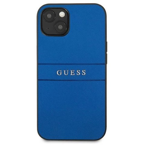 Etui Guess Saffiano Strap na iPhone 13 mini 5,4" - niebieskie