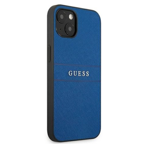 Etui Guess Saffiano Strap na iPhone 13 mini 5,4" - niebieskie