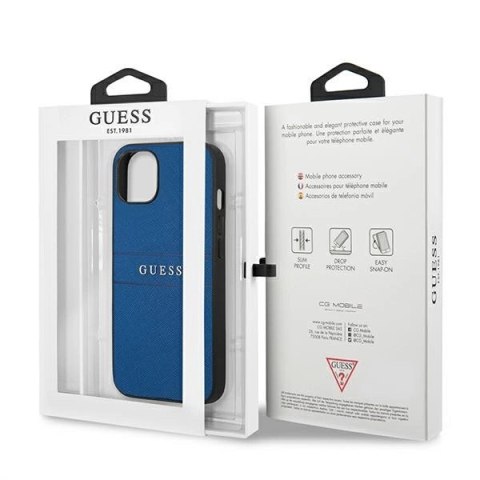 Etui Guess Saffiano Strap na iPhone 13 mini 5,4" - niebieskie