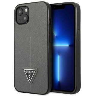 Etui Guess SaffianoTriangle Logo na iPhone 13 / 14 / 15 6.1" - srebrne