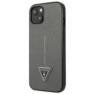 Etui Guess SaffianoTriangle Logo na iPhone 13 / 14 / 15 6.1" - srebrne