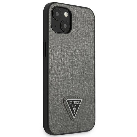 Etui Guess SaffianoTriangle Logo na iPhone 13 / 14 / 15 6.1" - srebrne