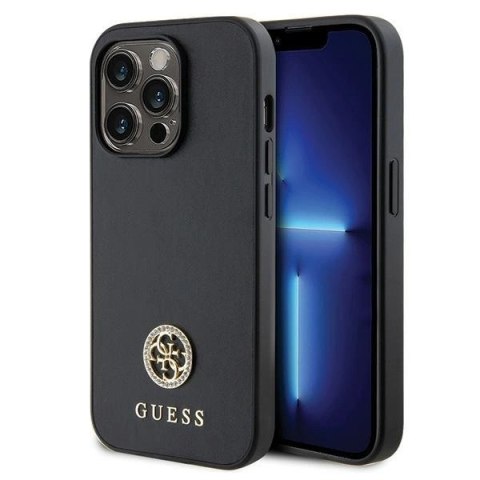 Etui Guess Strass Metal Logo na iPhone 14 Pro Max 6.7" - czarne
