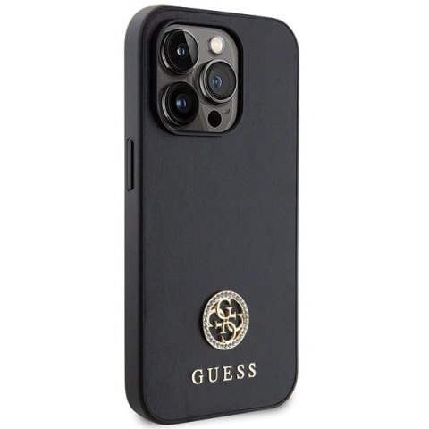 Etui Guess Strass Metal Logo na iPhone 14 Pro Max 6.7" - czarne