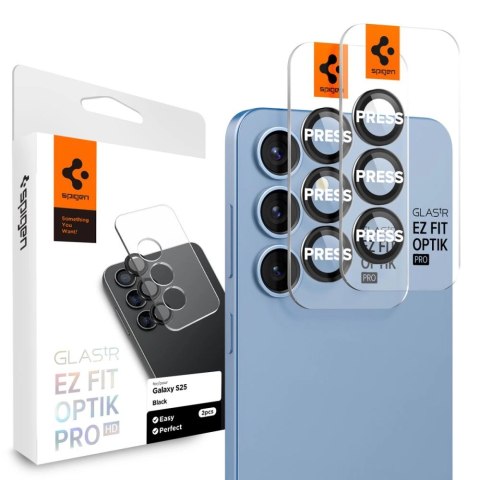 Osłona aparatu Spigen Optik Pro GLAS.TR EZ FIT 2-pack na Samsung Galaxy S25 - czarna Osłona aparatu Spigen Optik Pro GLAS.TR EZ FIT 2-pack na Samsung Galaxy S25 - czarna
