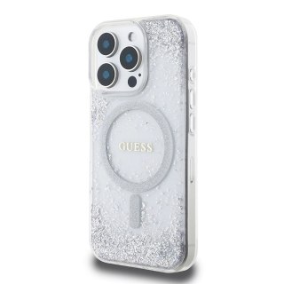 Etui Guess Resin Gradient Glitter MagSafe na iPhone 16 Pro Max 6.9" - srebrne