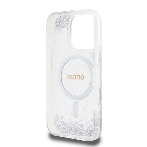 Etui Guess Resin Gradient Glitter MagSafe na iPhone 16 Pro Max 6.9" - srebrne