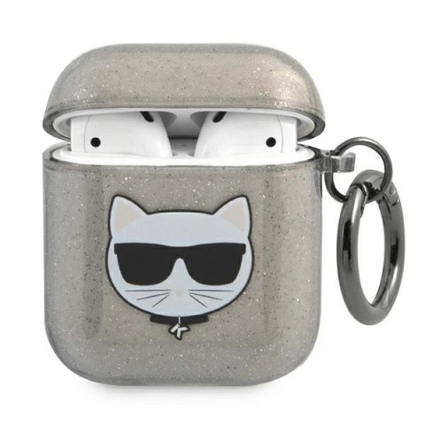 Etui Karl Lagerfeld Glitter Choupette na AirPods 1 / 2 - czarne
