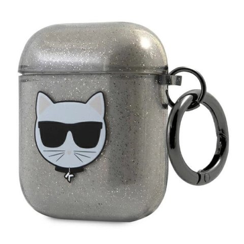 Etui Karl Lagerfeld Glitter Choupette na AirPods 1 / 2 - czarne