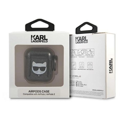 Etui Karl Lagerfeld Glitter Choupette na AirPods 1 / 2 - czarne