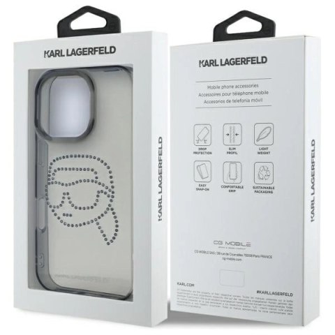 Etui Karl Lagerfeld IML Rhinestones Karl Head na iPhone 16 Pro Max 6.9" - czarne Etui Karl Lagerfeld IML Rhinestones Karl Head na iPhone 16 Pro Max 6.9" - czarne