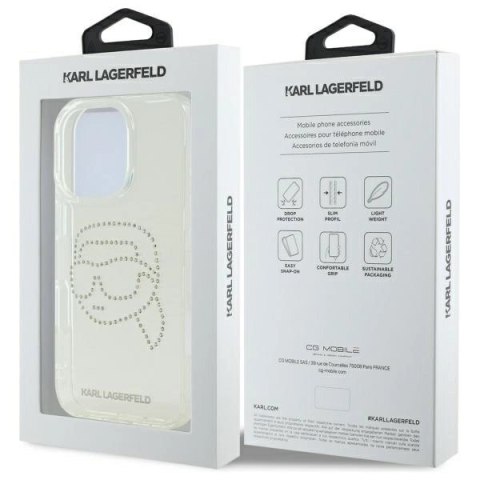 Etui Karl Lagerfeld IML Rhinestones Karl Head na iPhone 16 Pro Max 6.9" - przezroczyste Etui Karl Lagerfeld IML Rhinestones Karl Head na iPhone 16 Pro Max 6.9" - przezroczyste