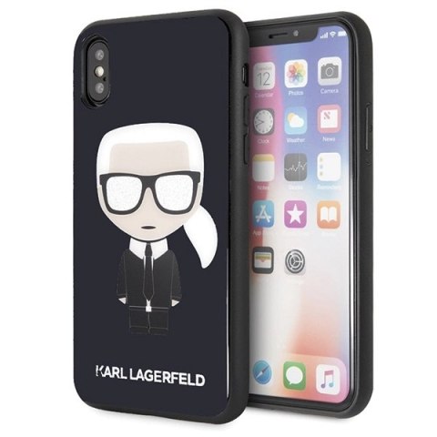 Etui Karl Lagerfeld Iconic Karl Glitter na iPhone X / XS - czarne Etui Karl Lagerfeld Iconic Karl Glitter na iPhone X / XS - czarne