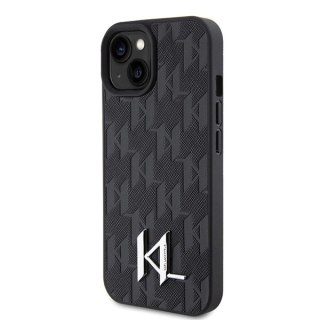 Etui Karl Lagerfeld Leather Monogram Hot Stamp Metal Logo na iPhone 15 / 14 / 13 6.1" - czarne