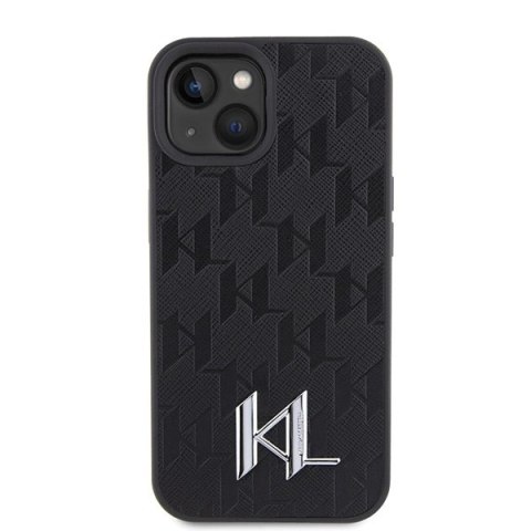 Etui Karl Lagerfeld Leather Monogram Hot Stamp Metal Logo na iPhone 15 / 14 / 13 6.1" - czarne Etui Karl Lagerfeld Leather Monogram Hot Stamp Metal Logo na iPhone 15 / 14 / 13 6.1" - czarne