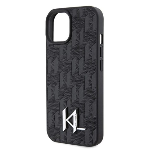 Etui Karl Lagerfeld Leather Monogram Hot Stamp Metal Logo na iPhone 15 / 14 / 13 6.1" - czarne Etui Karl Lagerfeld Leather Monogram Hot Stamp Metal Logo na iPhone 15 / 14 / 13 6.1" - czarne