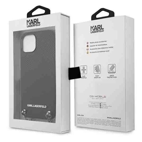 Etui Karl Lagerfeld Leather Textured and Chain na iPhone 13 / 14 / 15 6,1" - czarne Etui Karl Lagerfeld Leather Textured and Chain na iPhone 13 / 14 / 15 6,1" - czarne