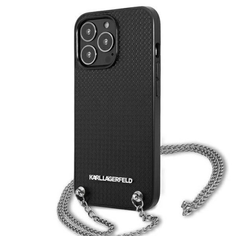 Etui Karl Lagerfeld Leather Textured and Chain na iPhone 13 Pro Max 6,7" - czarne Etui Karl Lagerfeld Leather Textured and Chain na iPhone 13 Pro Max 6,7" - czarne