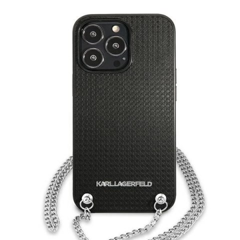 Etui Karl Lagerfeld Leather Textured and Chain na iPhone 13 Pro Max 6,7" - czarne Etui Karl Lagerfeld Leather Textured and Chain na iPhone 13 Pro Max 6,7" - czarne