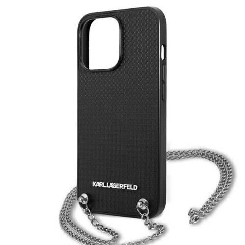 Etui Karl Lagerfeld Leather Textured and Chain na iPhone 13 Pro Max 6,7" - czarne Etui Karl Lagerfeld Leather Textured and Chain na iPhone 13 Pro Max 6,7" - czarne
