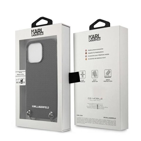 Etui Karl Lagerfeld Leather Textured and Chain na iPhone 13 Pro Max 6,7" - czarne Etui Karl Lagerfeld Leather Textured and Chain na iPhone 13 Pro Max 6,7" - czarne